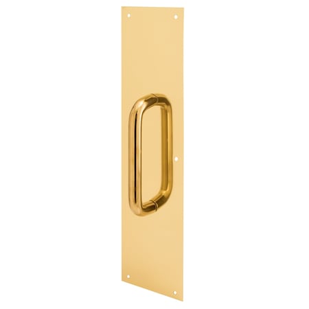 Prime-Line Pull Plate, 3/4 in. Round Handle, 3-1/2 in. x 15 in., 605 Polished Brass (Single Pack) J 4716